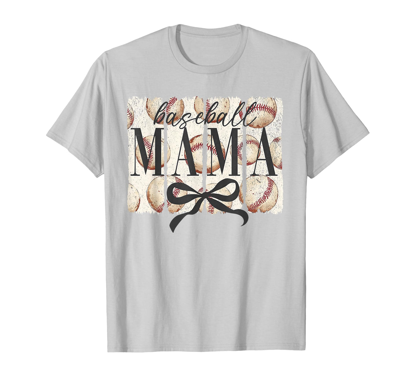 Baseball Mama Mom Coquette Bow Happy Game Day Funny Vintage T-Shirt