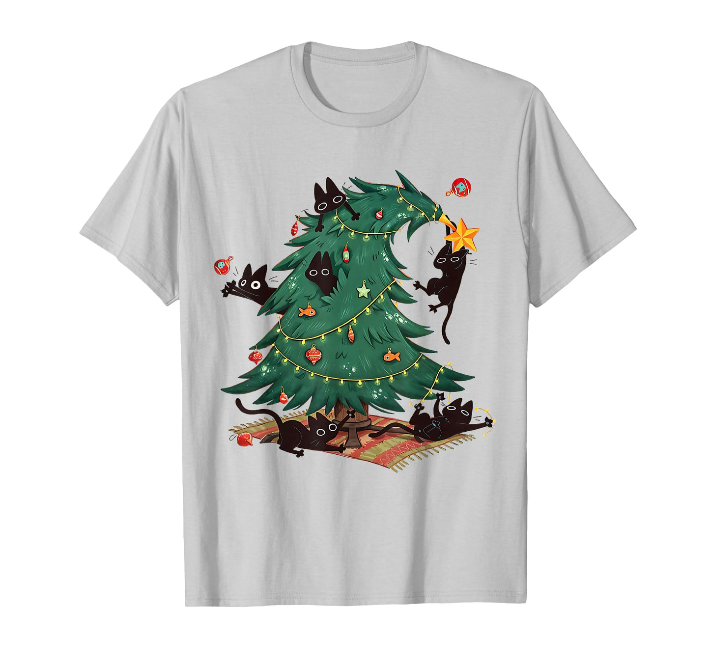 Christmas Tree and Cat Cute Christmas Cat Lover T-Shirt