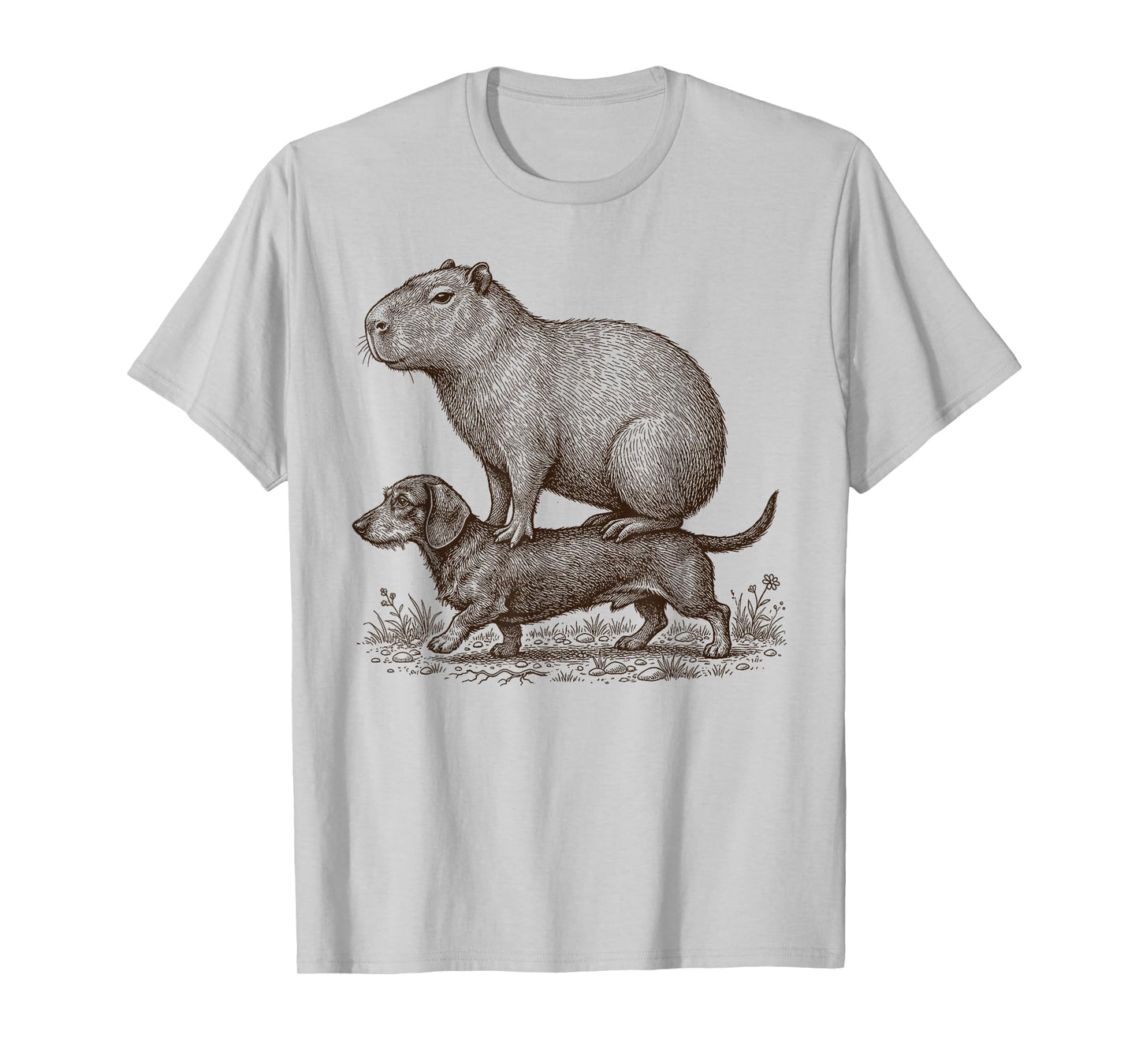 Funny Vintage Capybara Riding Wiener Dachshund Dog Lover T-Shirt