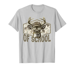 100 Days of School Deer Hunting Camo Hunter Teacher Boy Men T-Shirt