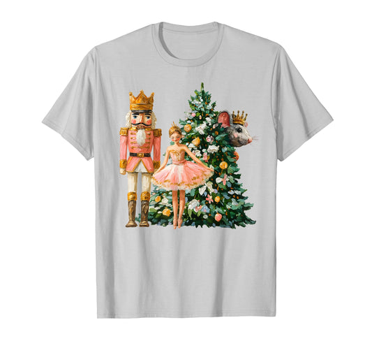 Retro Nutcracker Ballet Pink Christmas Xmas Vibes Women Kids T-Shirt