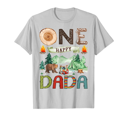 One Happy Dada Camper 1st Birthday Boy Camping Bear T-Shirt