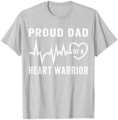 Proud Dad of a Heart Warrior CHD Awareness Wear Red T-Shirt - T-Shirt | Ash