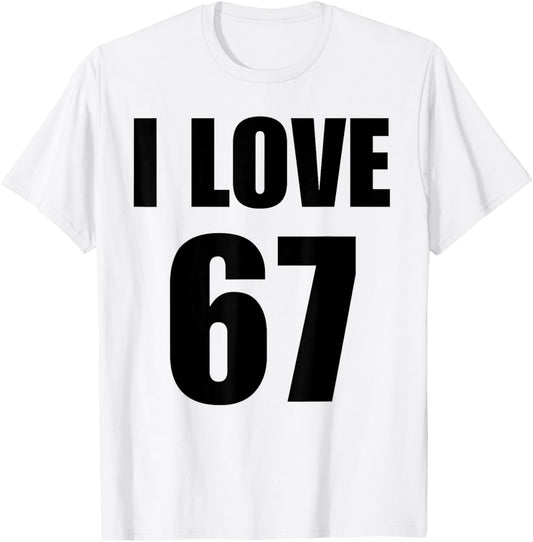 Funny White Lie Party Teacher Women's I Love 67 Brainrot T-Shirt - T-Shirt | White