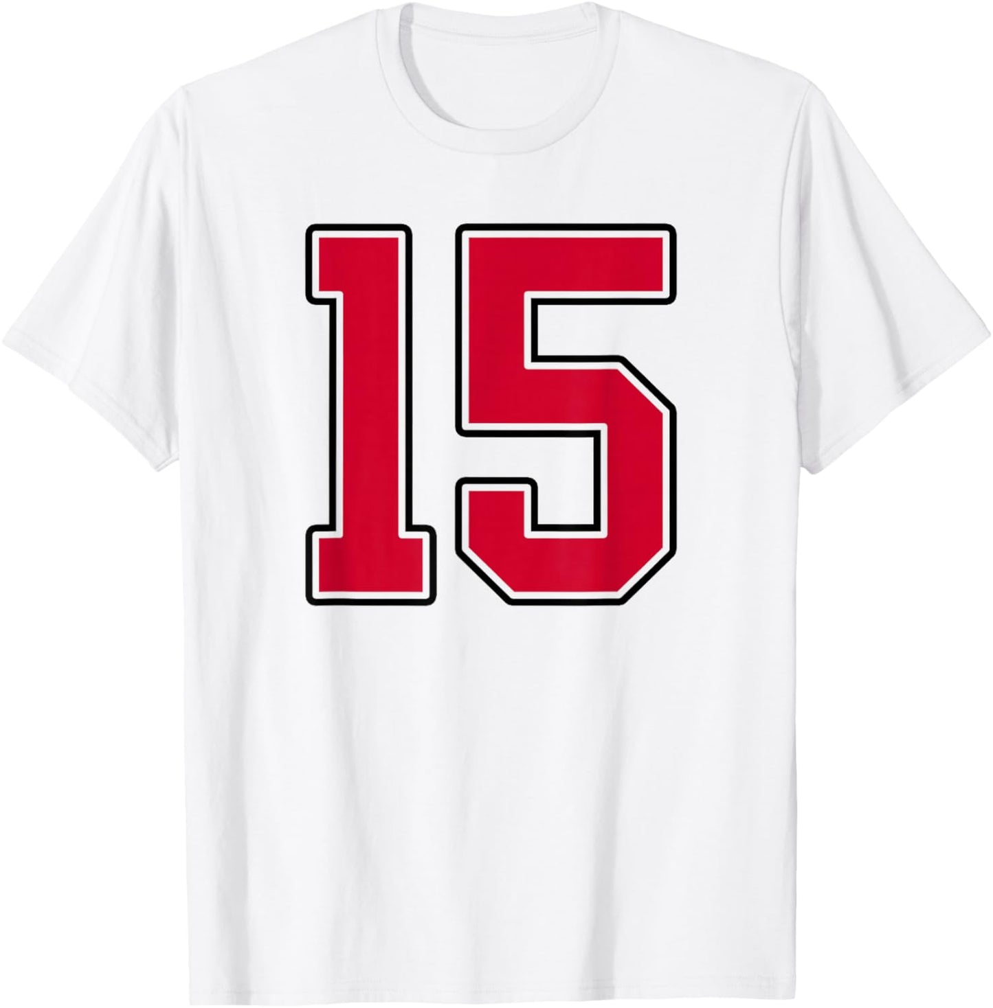 Red and Black Number 15 Jersey Player Uniform #15 T-Shirt - T-Shirt | White