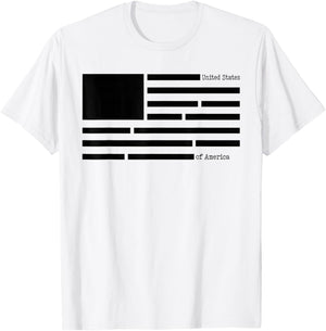 United States of America Document Censored File USA Flag T-Shirt - T-Shirt | White