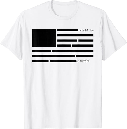 United States of America Document Censored File USA Flag T-Shirt - T-Shirt | White