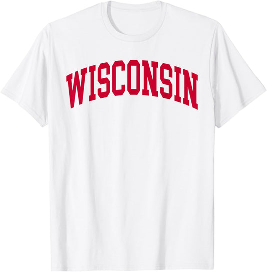 Wisconsin WI Vintage Athletic Sports Red Design T-Shirt - T-Shirt | White
