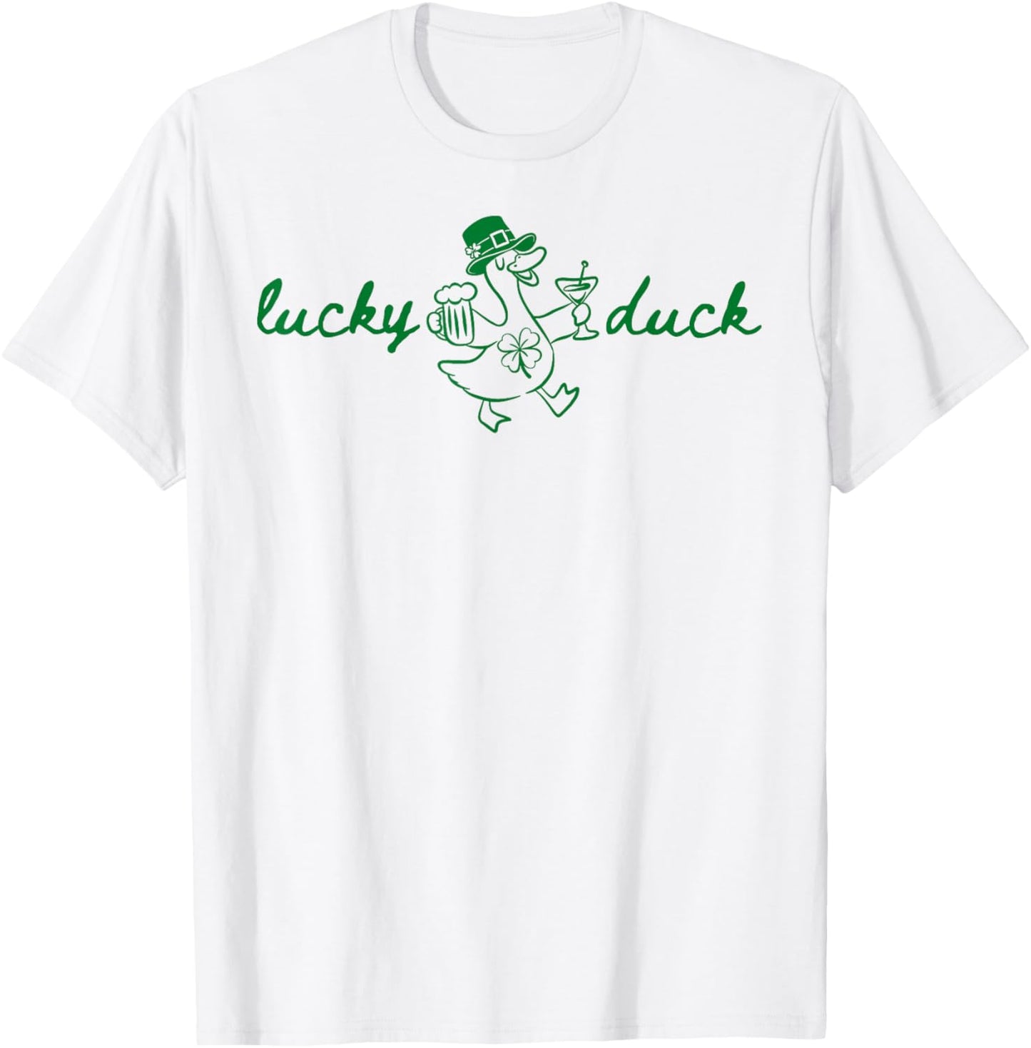 St Patrick's Lucky Duck Saint Paddy's Day Irish Beer Martini T-Shirt - T-Shirt | White