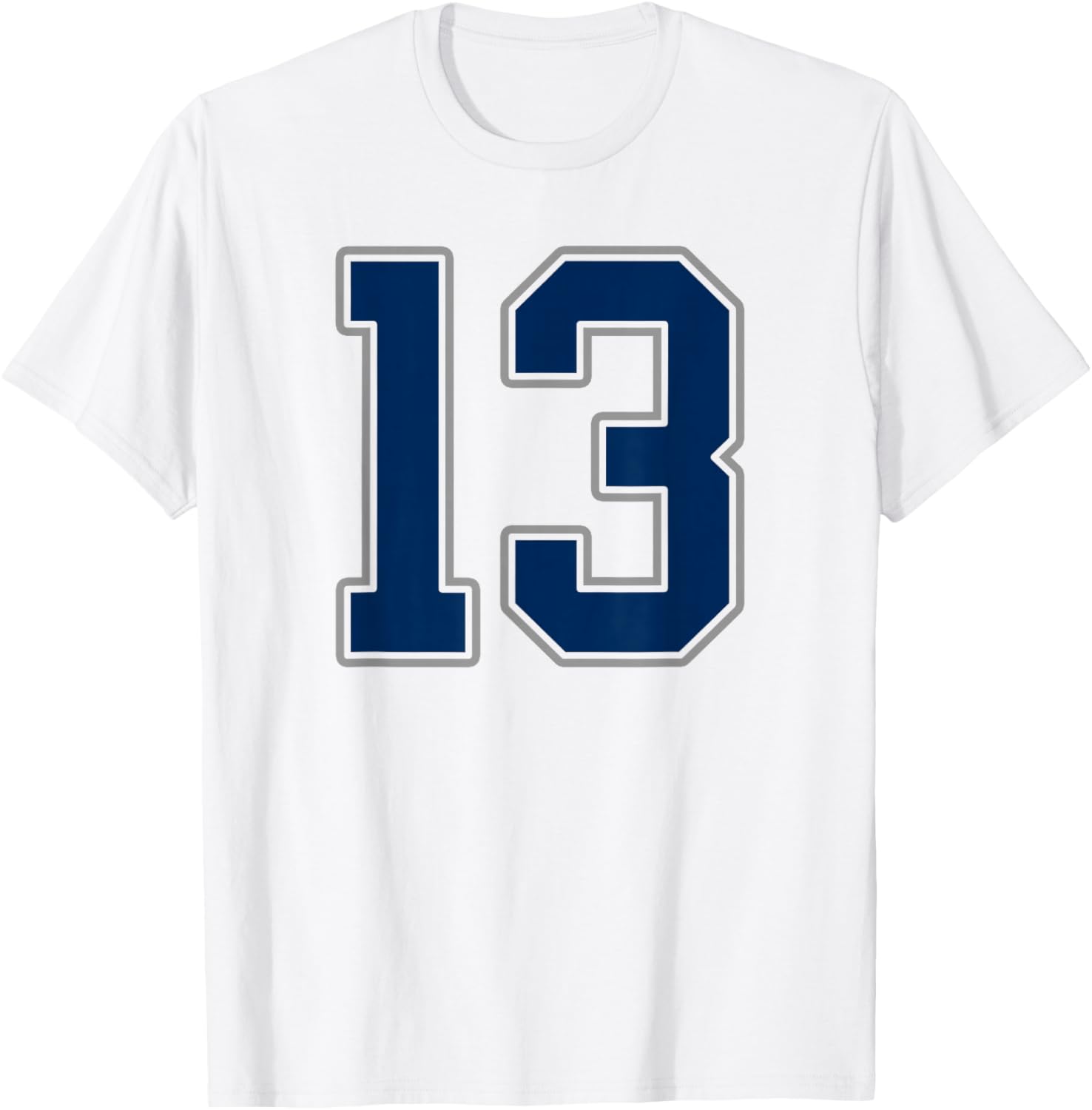 Navy Blue Silver Number 13 Jersey Player Uniform #13 T-Shirt - T-Shirt | White