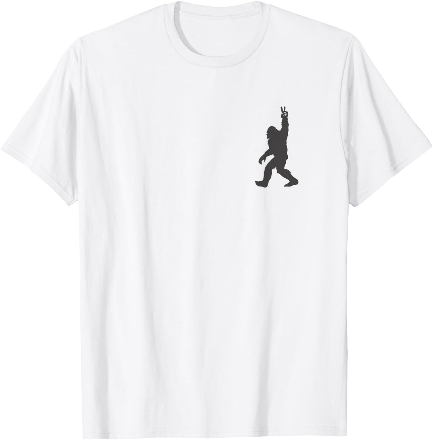 Funny Bigfoot Sasquatch Peace Sign Big Foot Squatch Pocket T-Shirt - T-Shirt | White