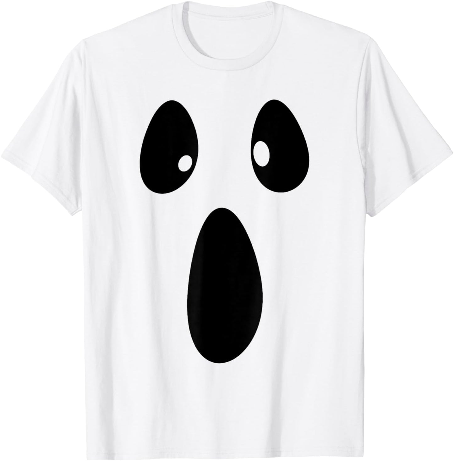 Ghost Silly Face Spooky Halloween Ghoul Face Easy Costume T-Shirt - T-Shirt | White