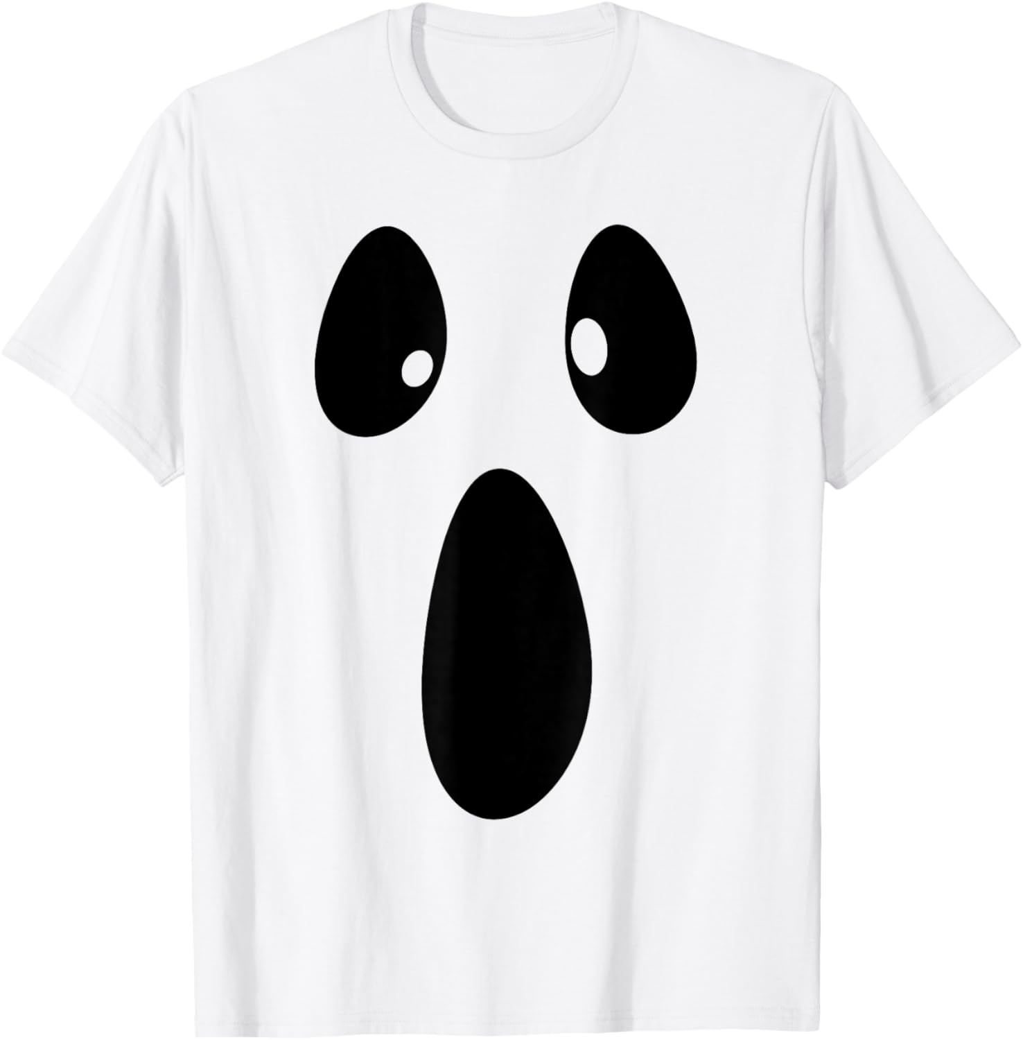 Ghost Silly Face Spooky Halloween Ghoul Face Easy Costume T-Shirt - T-Shirt | White