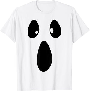 Ghost Silly Face Spooky Halloween Ghoul Face Easy Costume T-Shirt - T-Shirt | White
