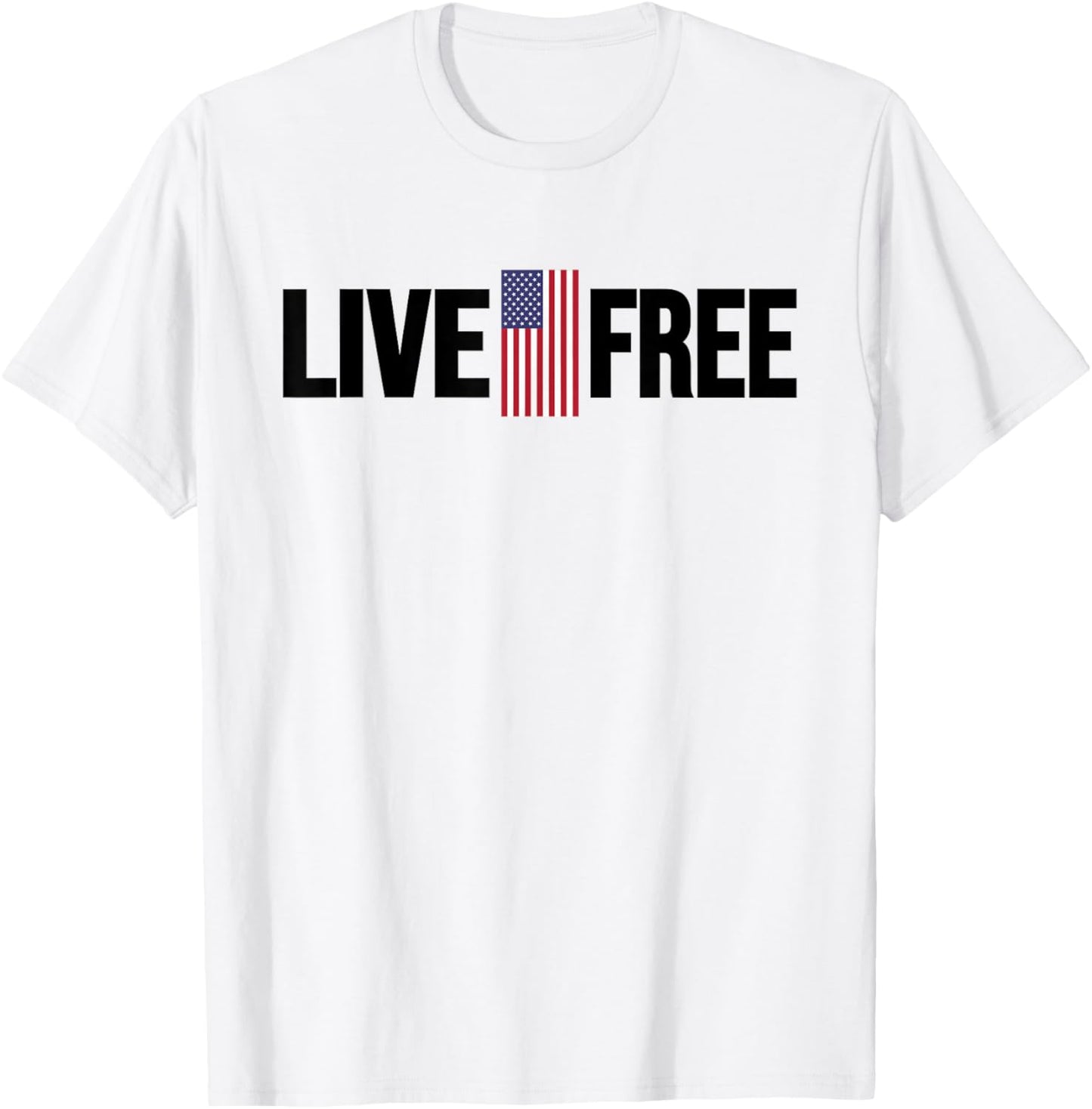 Live Free USA Flag T-Shirt - T-Shirt | White