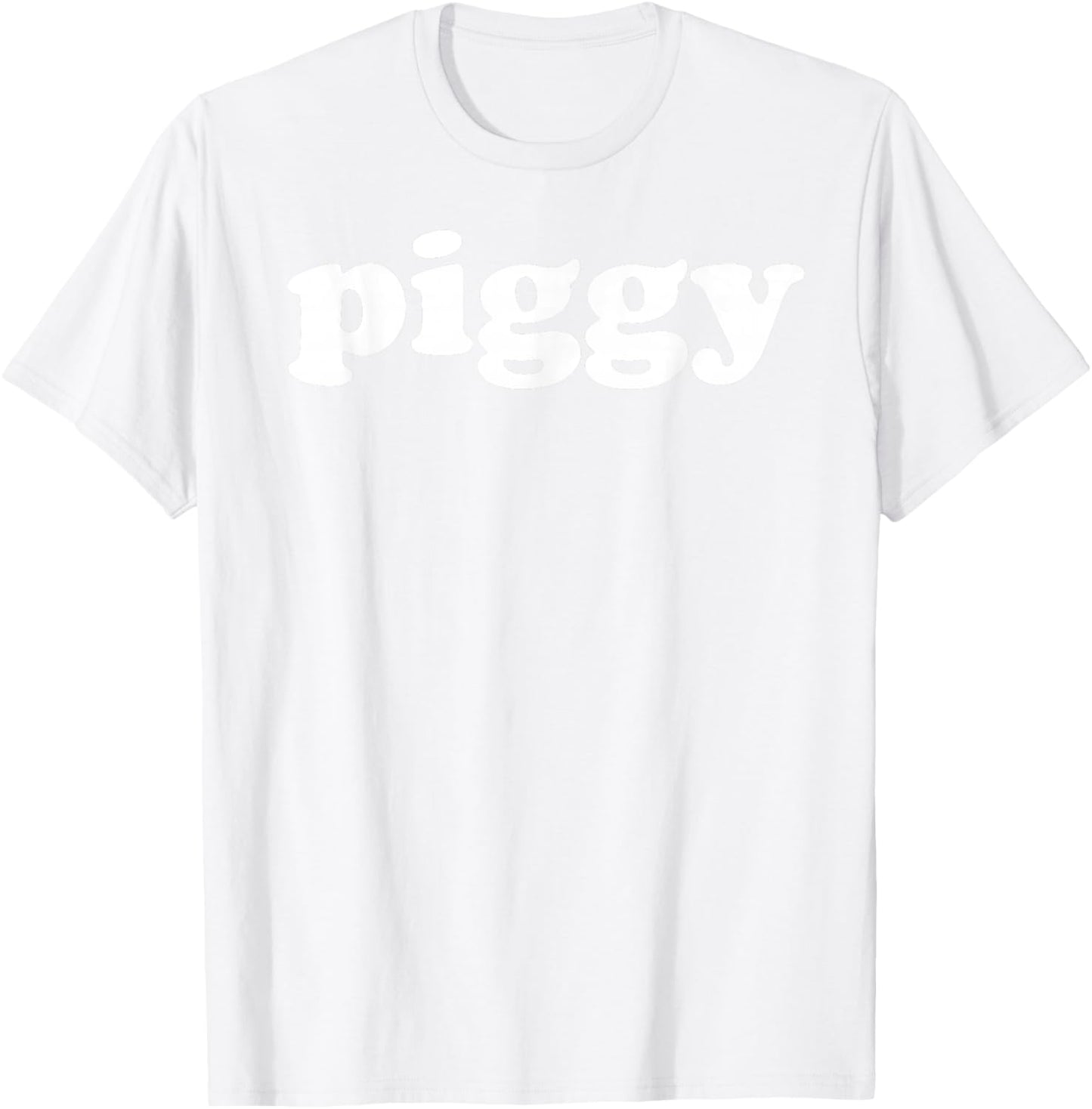 Piggy Simple Word Text Only T-Shirt - T-Shirt | White