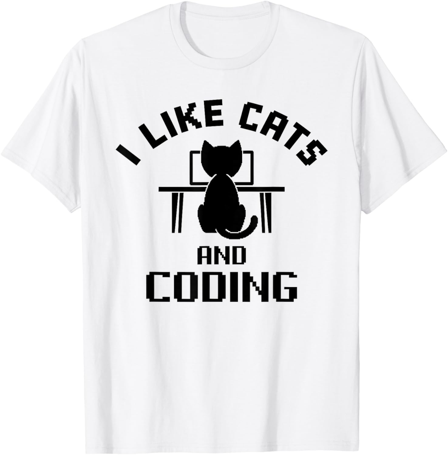 I Like Cats and Coding Funny Design T-Shirt - T-Shirt | White