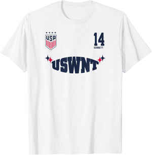 Emily Sonnett 14 White USWNT Officially Licensed T-Shirt - T-Shirt | White