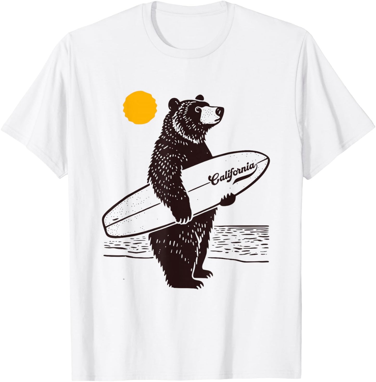 California Surf Bear Retro Surf Life, Beach, Ocean, Surfing T-Shirt - T-Shirt | White