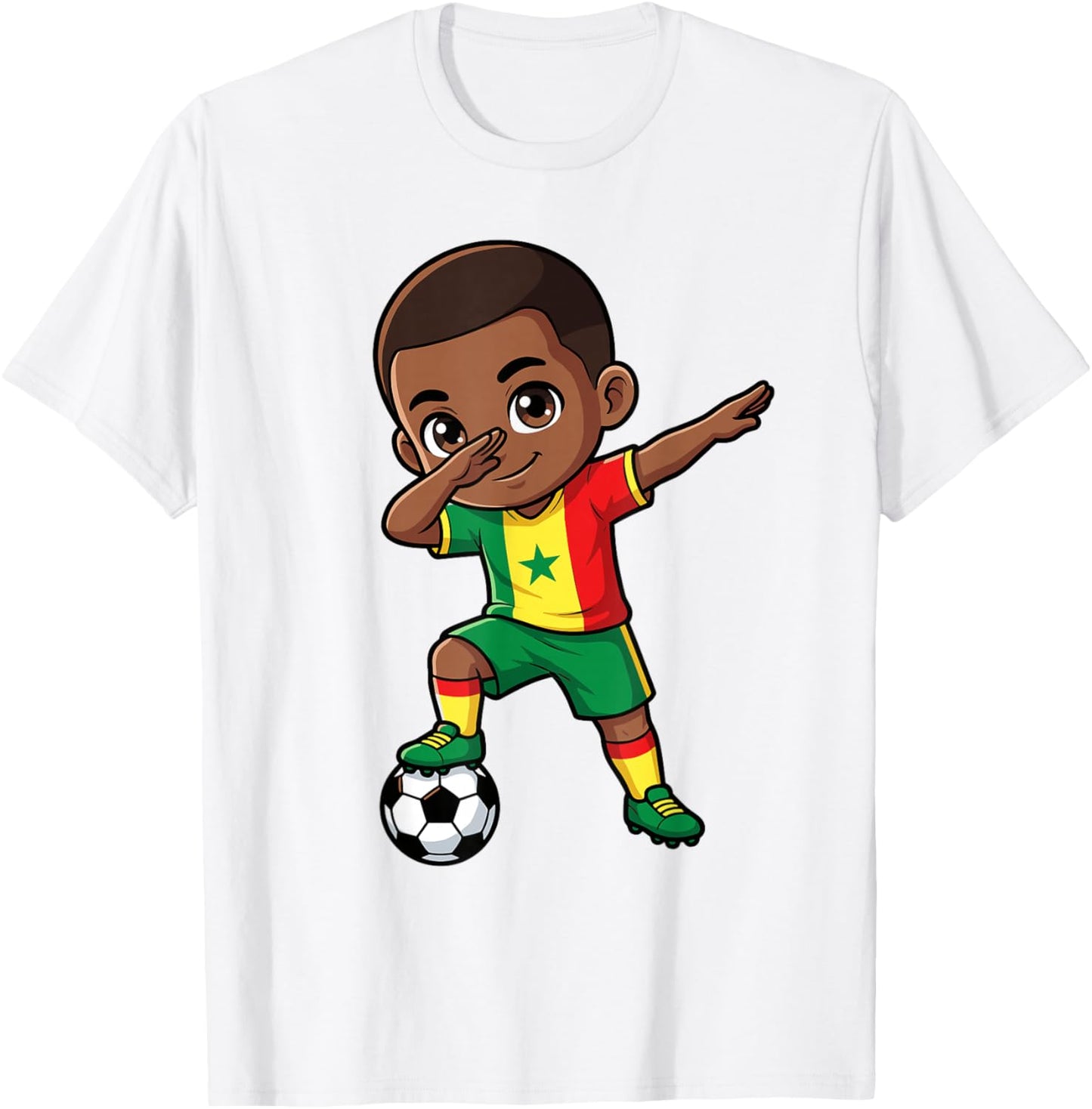 Senegal Dab Kid Cartoon Senegalese Flag for Boys Kids T-Shirt - T-Shirt | White