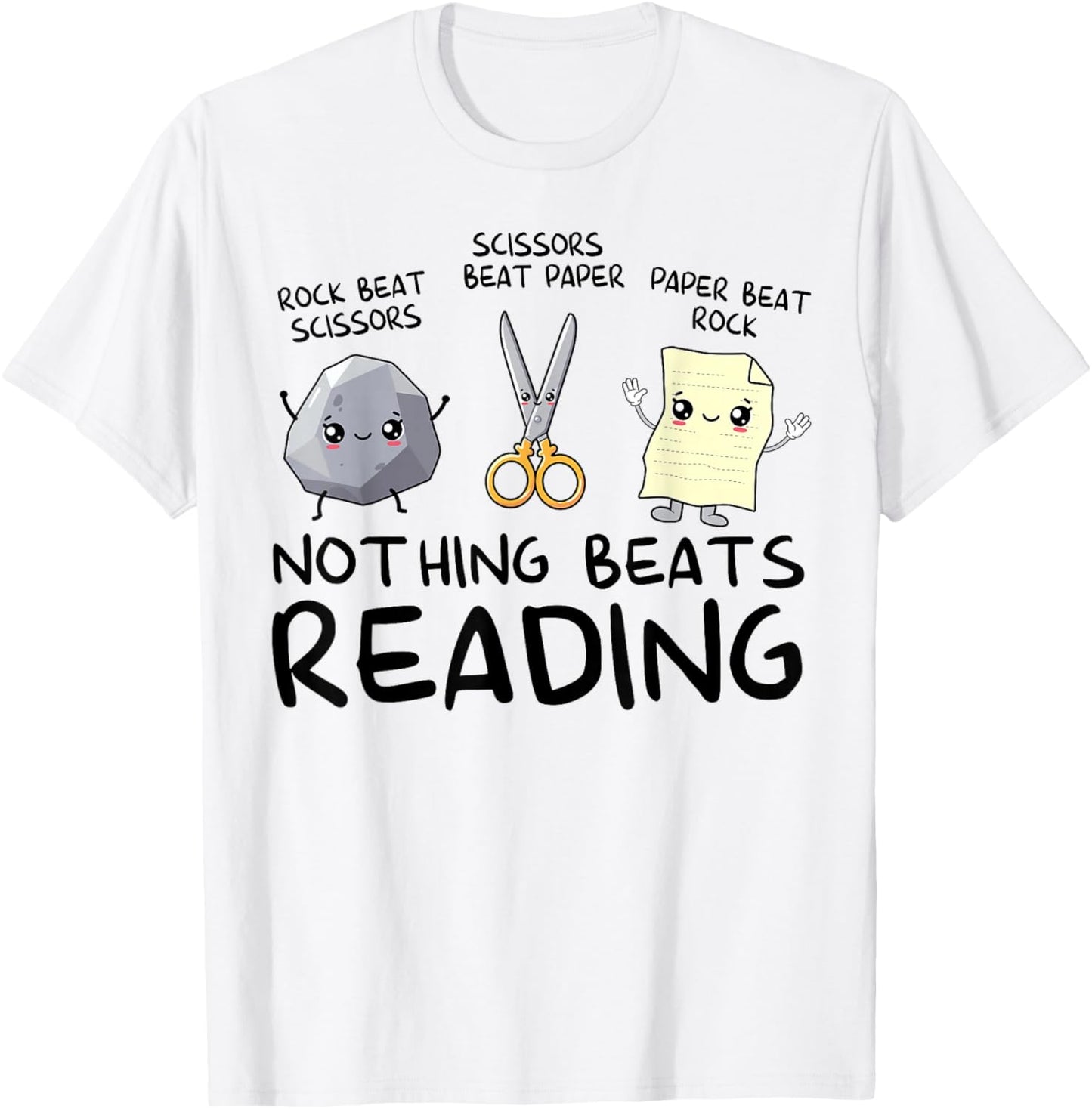 Nothing Beats Reading Teacher Kids Reading Funny Book Lover T-Shirt - T-Shirt | White
