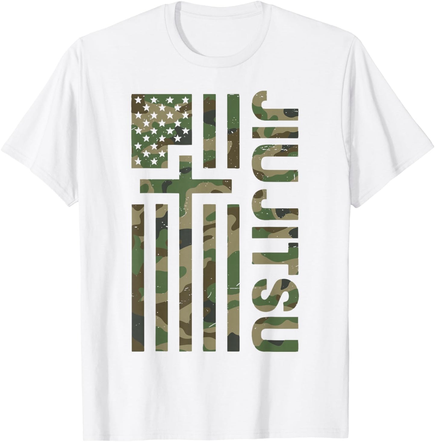 Camo Jiu Jitsu American Flag Christian Cross Jesus Teen Boys T-Shirt - T-Shirt | White