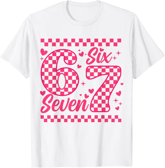 Funny Six Seven 6 7 Meme Women Kids Valentine Girl T-Shirt - T-Shirt | White