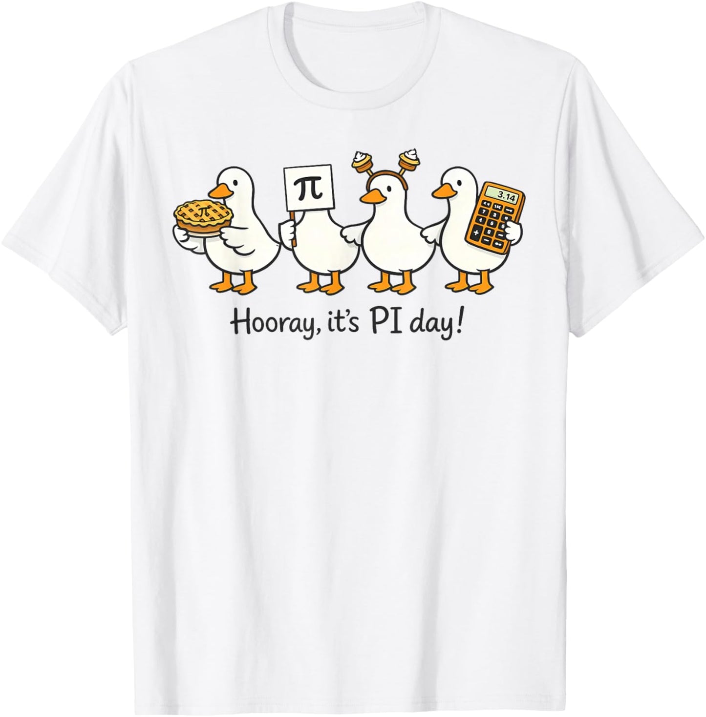 Funny Pi Day 3.14 Pie Day Cute Goose Math Nerd Teacher Kids T-Shirt - T-Shirt | White