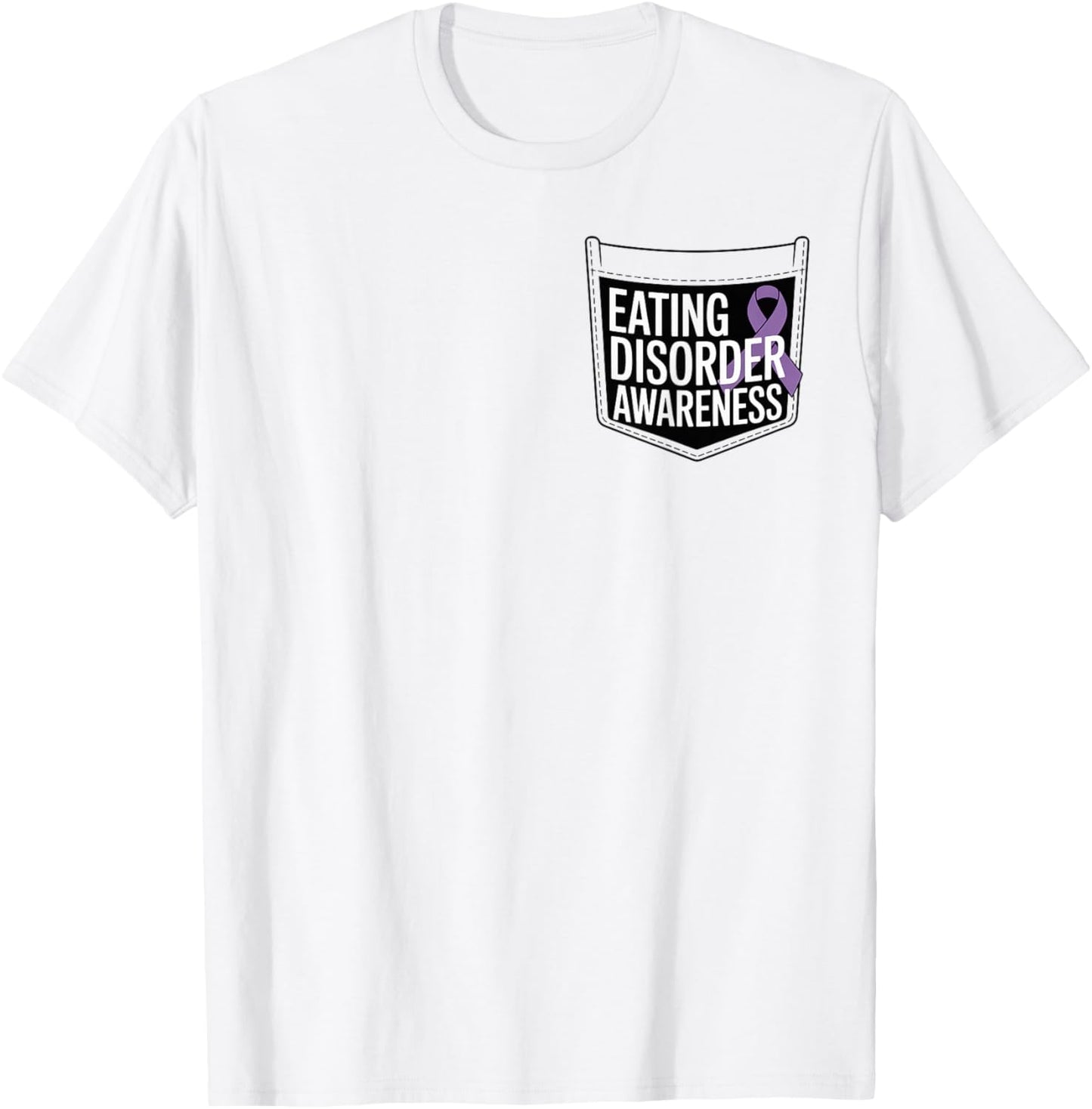 Eating Disorder Awareness Pocket Wear Periwinkle Ribbon T-Shirt - T-Shirt | White