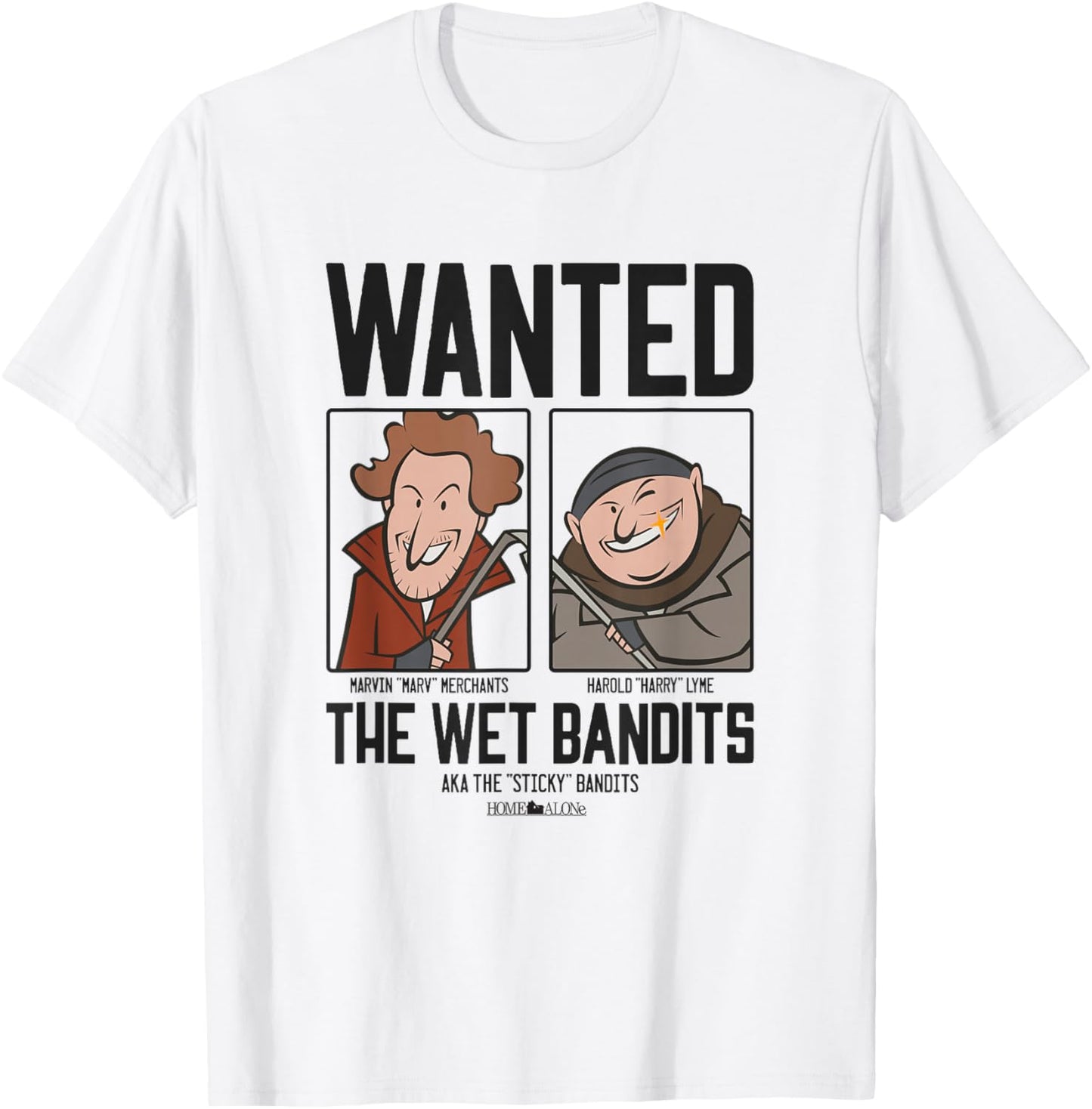 Home Alone Wet Bandits Wanted Poster Cartoon T-Shirt - T-Shirt | White