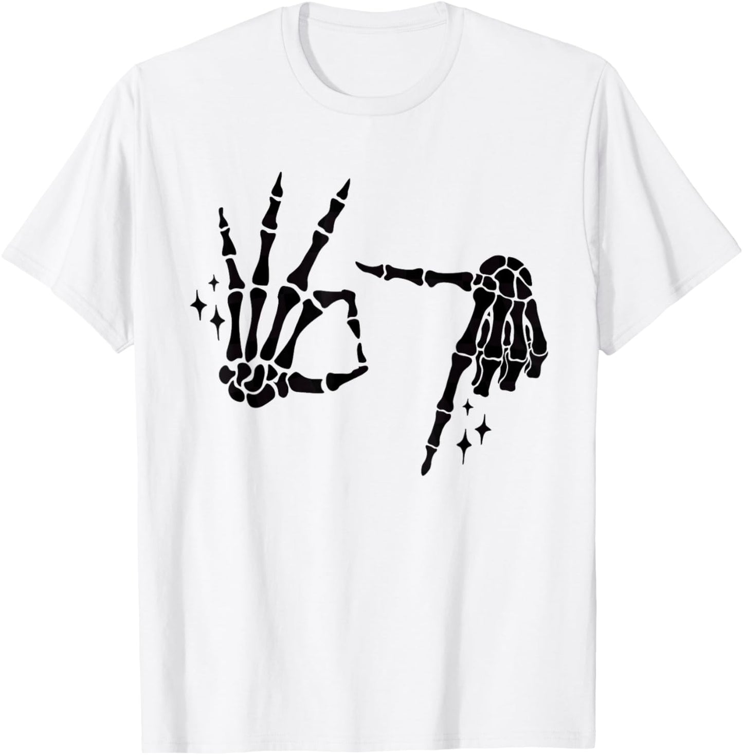 Funny 67 Meme Skeleton Hand 6 7 Halloween Six Seven Teens T-Shirt - T-Shirt | White