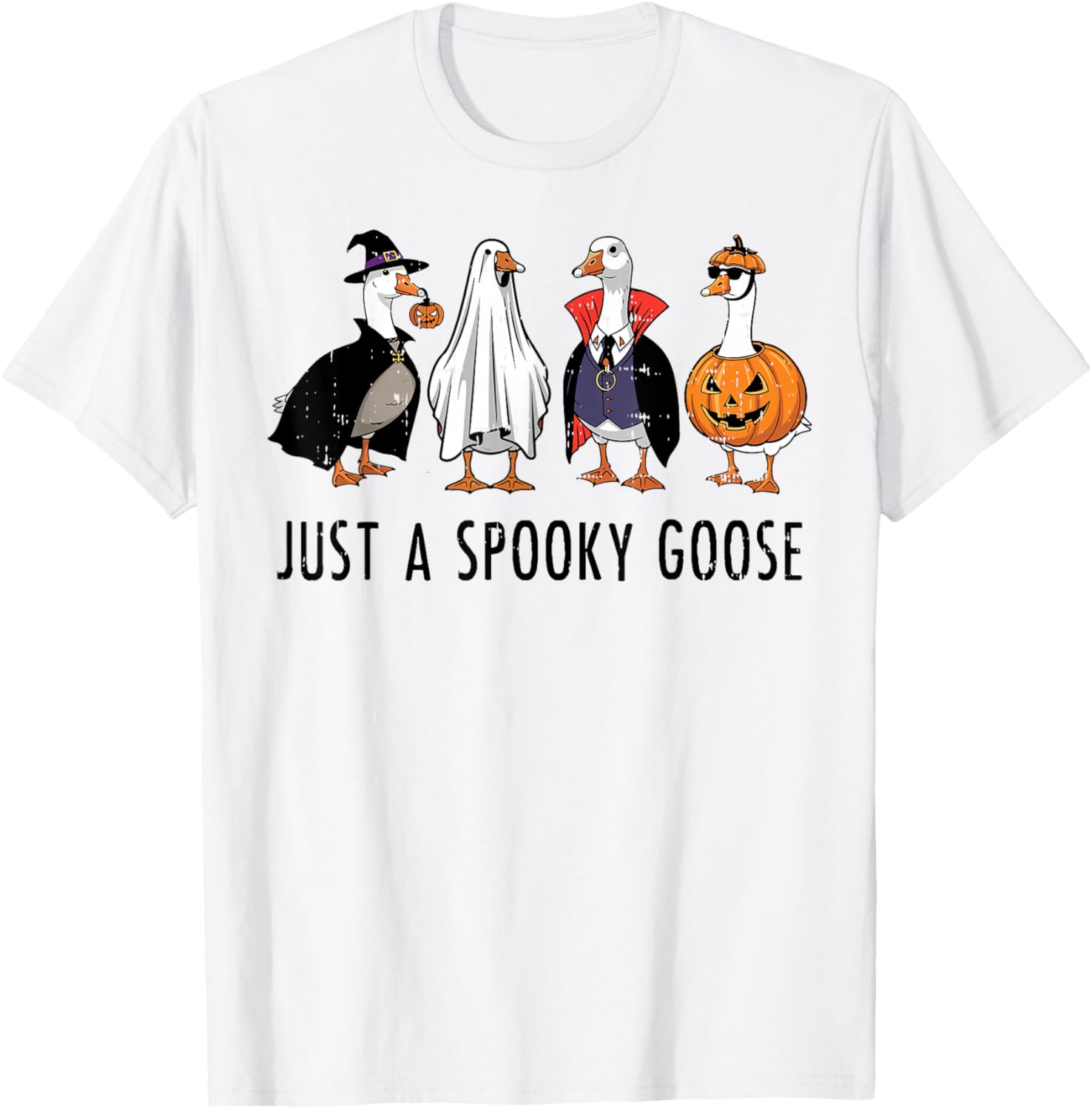 Halloween Just A Spooky Goose Funny Costume Men Women Kids T-Shirt - T-Shirt | White
