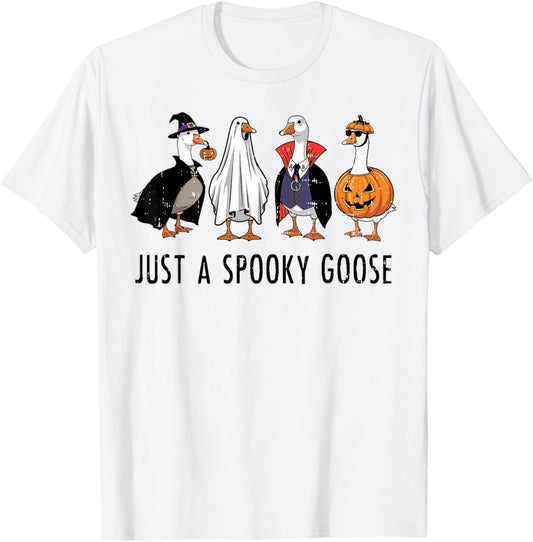 Halloween Just A Spooky Goose Funny Costume Men Women Kids T-Shirt - T-Shirt | White