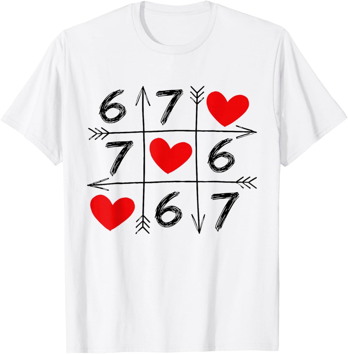 Valentine’s Day 67 Six Seven Meme Love 6 7 Heart Couple T-Shirt - T-Shirt | White
