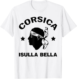 Corsica Island France Isula Bella with Pirate Head Corsica T-Shirt - T-Shirt | White