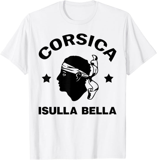 Corsica Island France Isula Bella with Pirate Head Corsica T-Shirt - T-Shirt | White