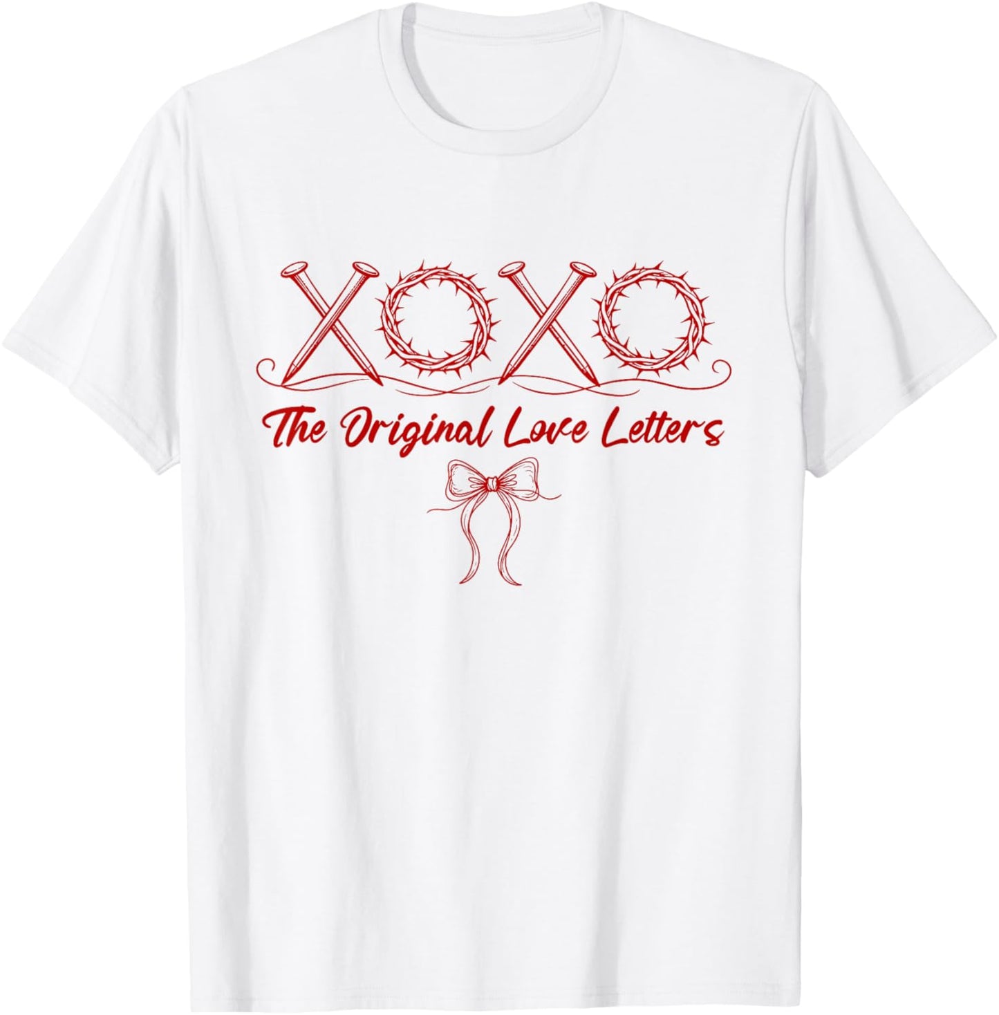 XOXO The Original Love Letters Christian Valentine Bow Retro T-Shirt - T-Shirt | White