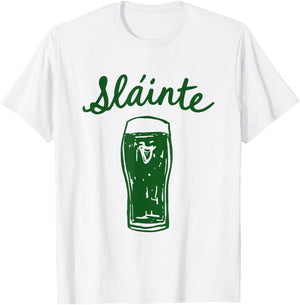 Slainte Gaelic Toast Script Irish Pub Cheers T-Shirt - T-Shirt | White