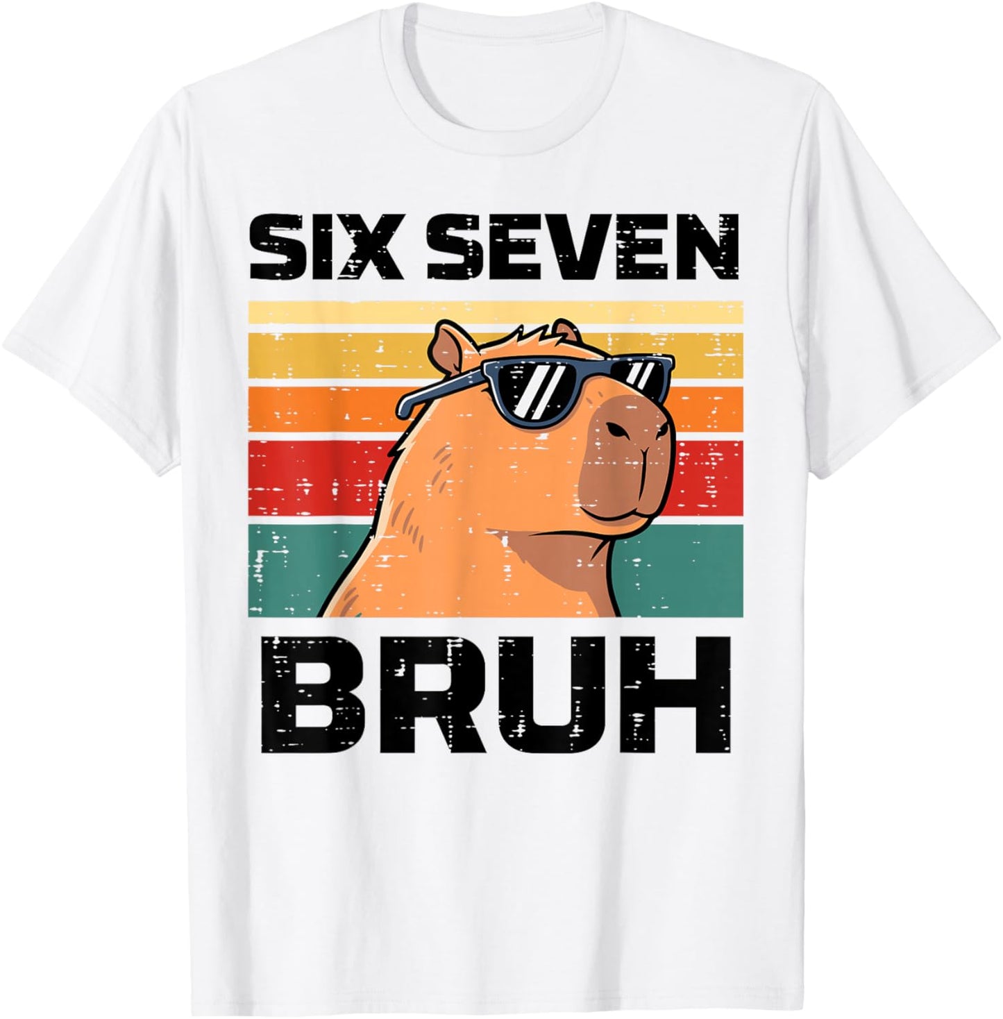 Six Seven Bruh Capybara Funny 67 6 7 Meme Kids Boys Youth T-Shirt - T-Shirt | White