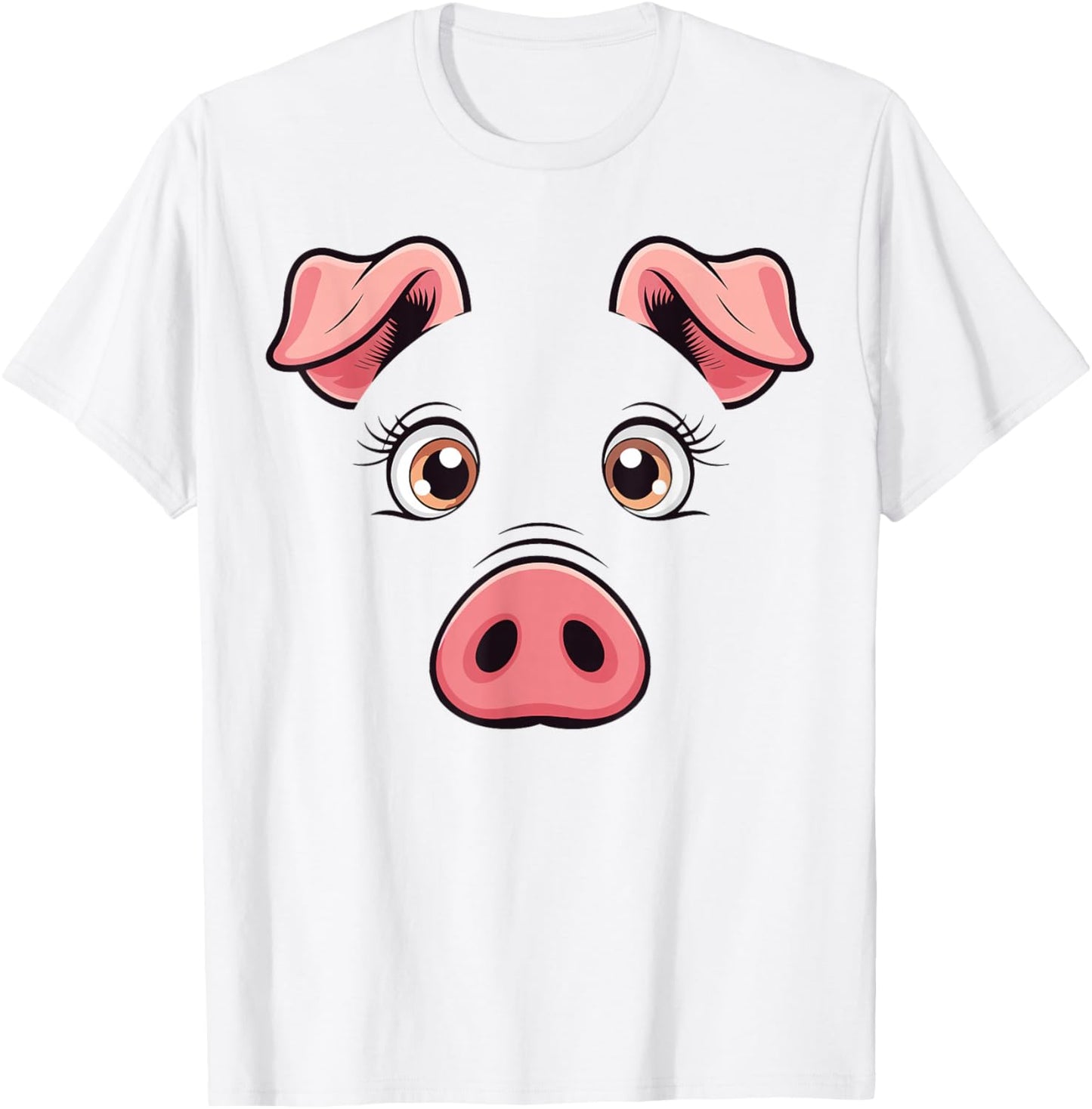 Pig Face Shirt Adult Kids Men Women Pink Pig Face Costume T-Shirt - T-Shirt | White