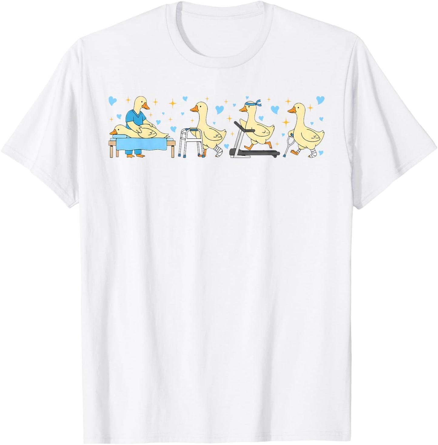 Funny Physical Therapy Cute Goose Fitness Wellness Workout T-Shirt - T-Shirt | White