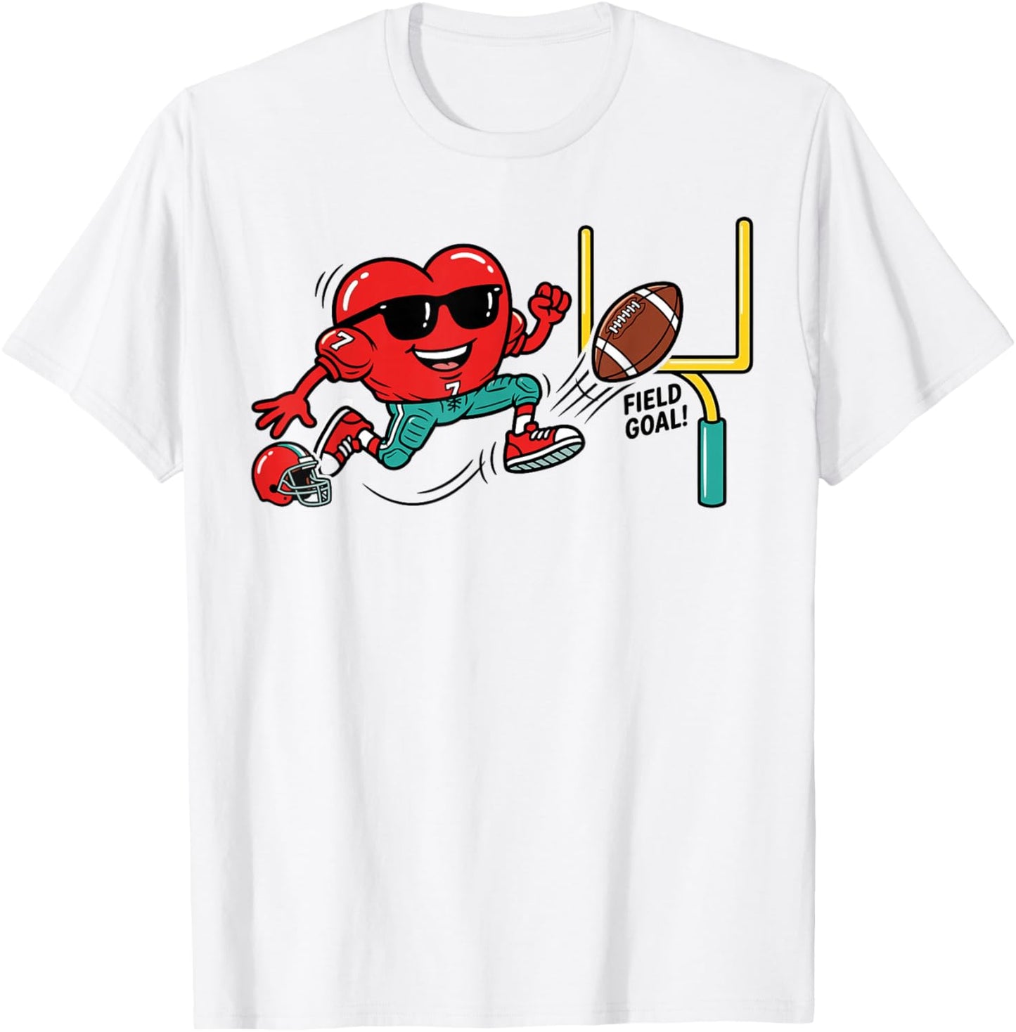 Heart Valentines Day Football Men Boys Kids Teens T-Shirt - T-Shirt | White