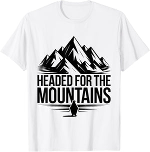 Penguin Headed for The Mountains but why? Penguins Meme T-Shirt - T-Shirt | White