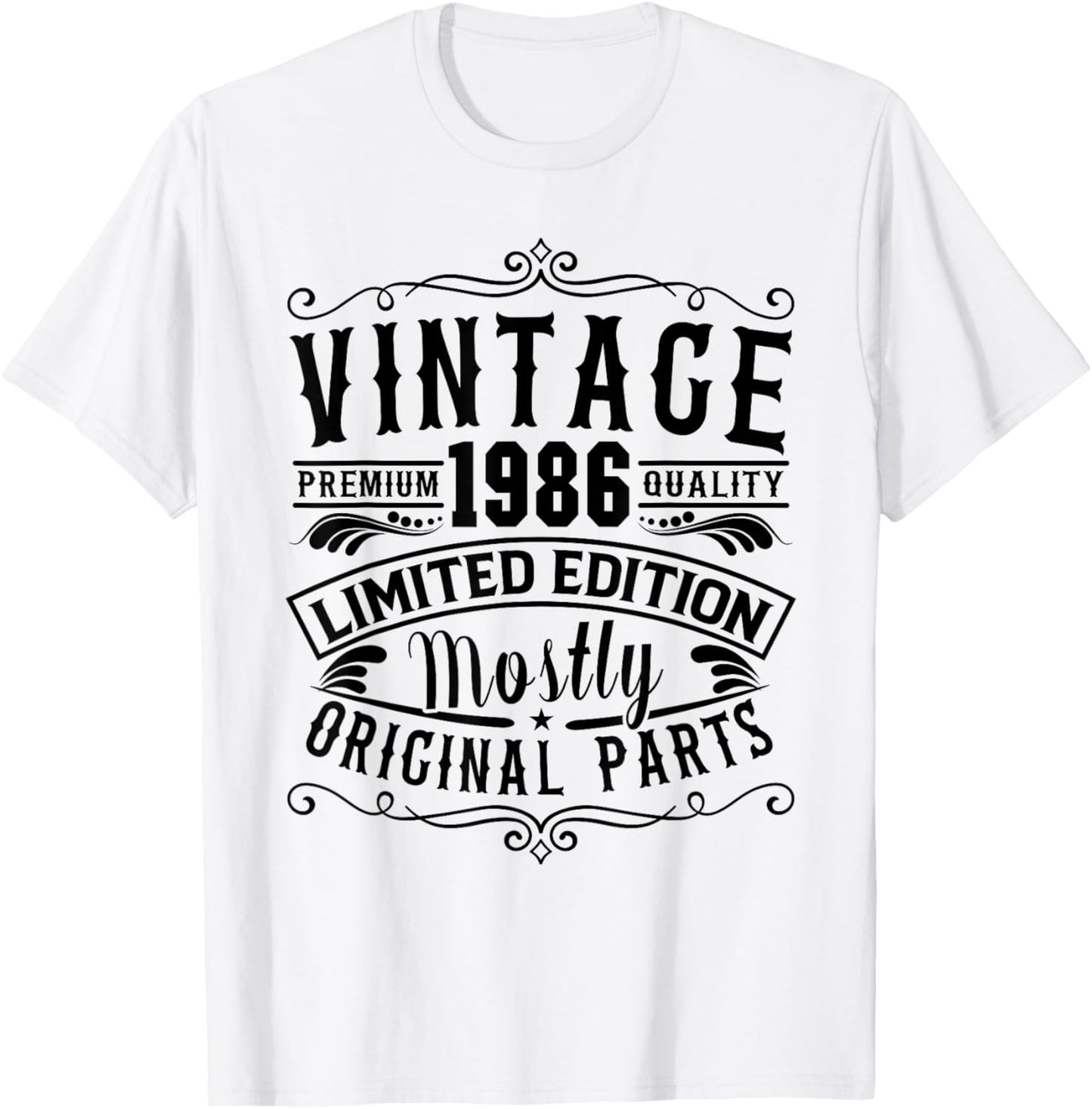Born in 1986 Birthday, Vintage Mostly Original Parts Funny T-Shirt - T-Shirt | White