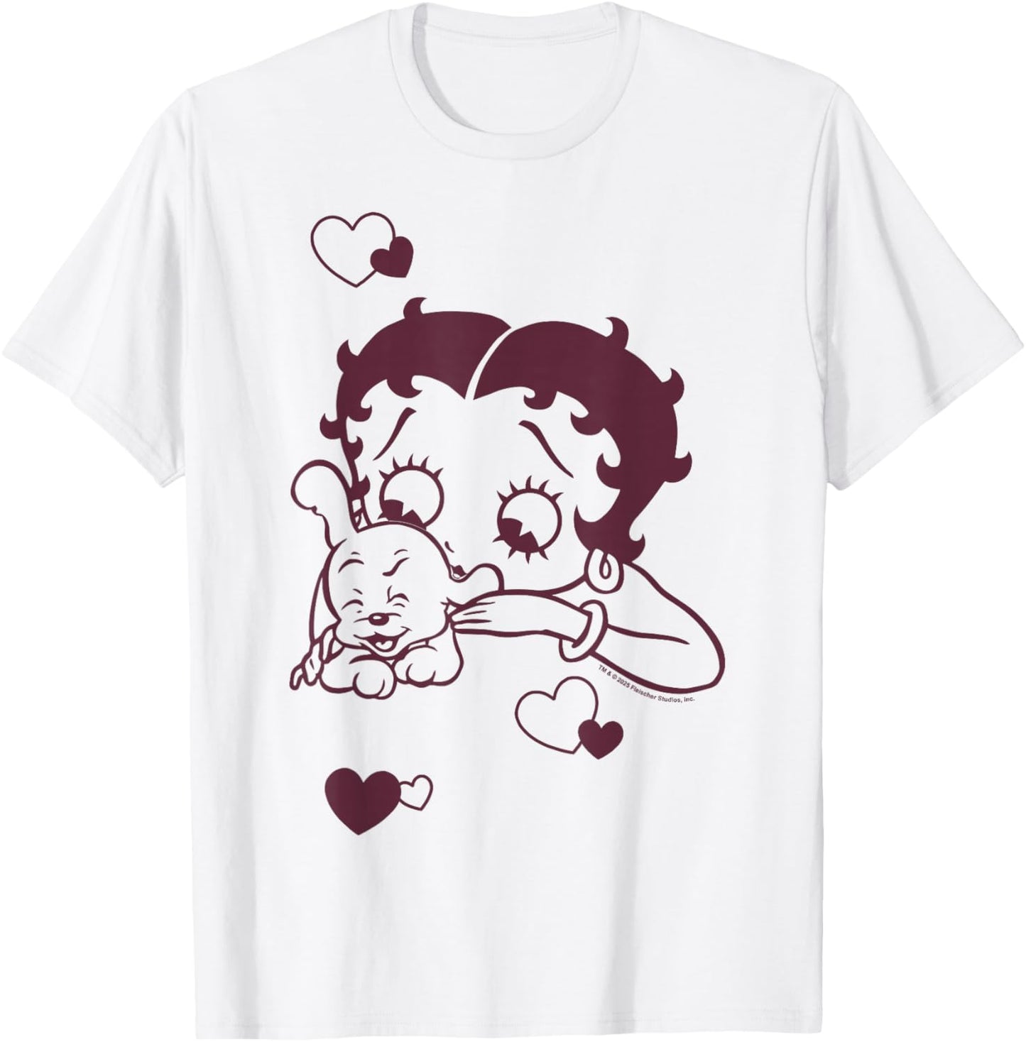 Betty Boop Betty Hugging Pudgy Heart T-Shirt - T-Shirt | White