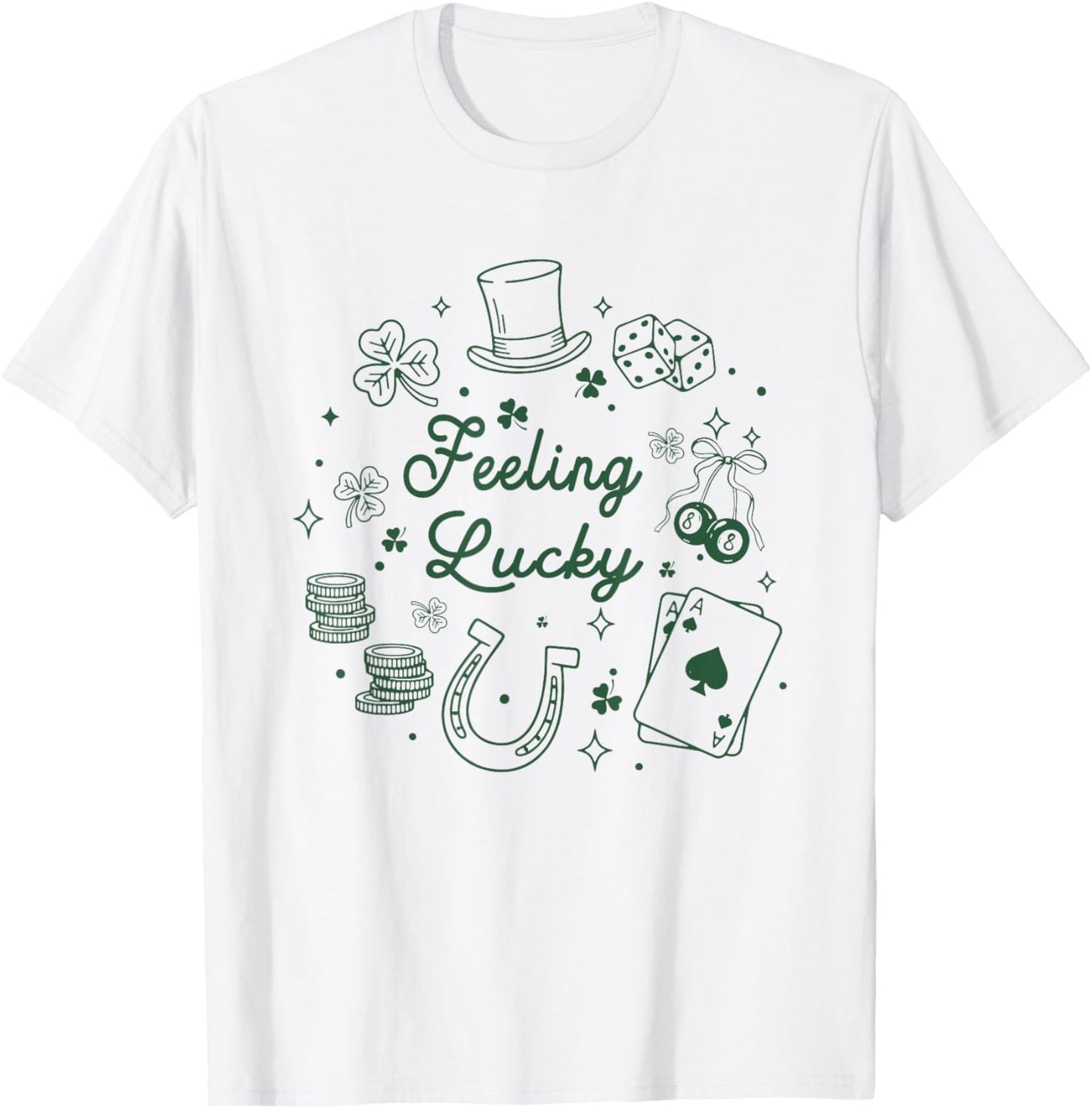 Feeling Lucky Baby St Patricks Day Coquette Shamrocks T-Shirt - T-Shirt | White