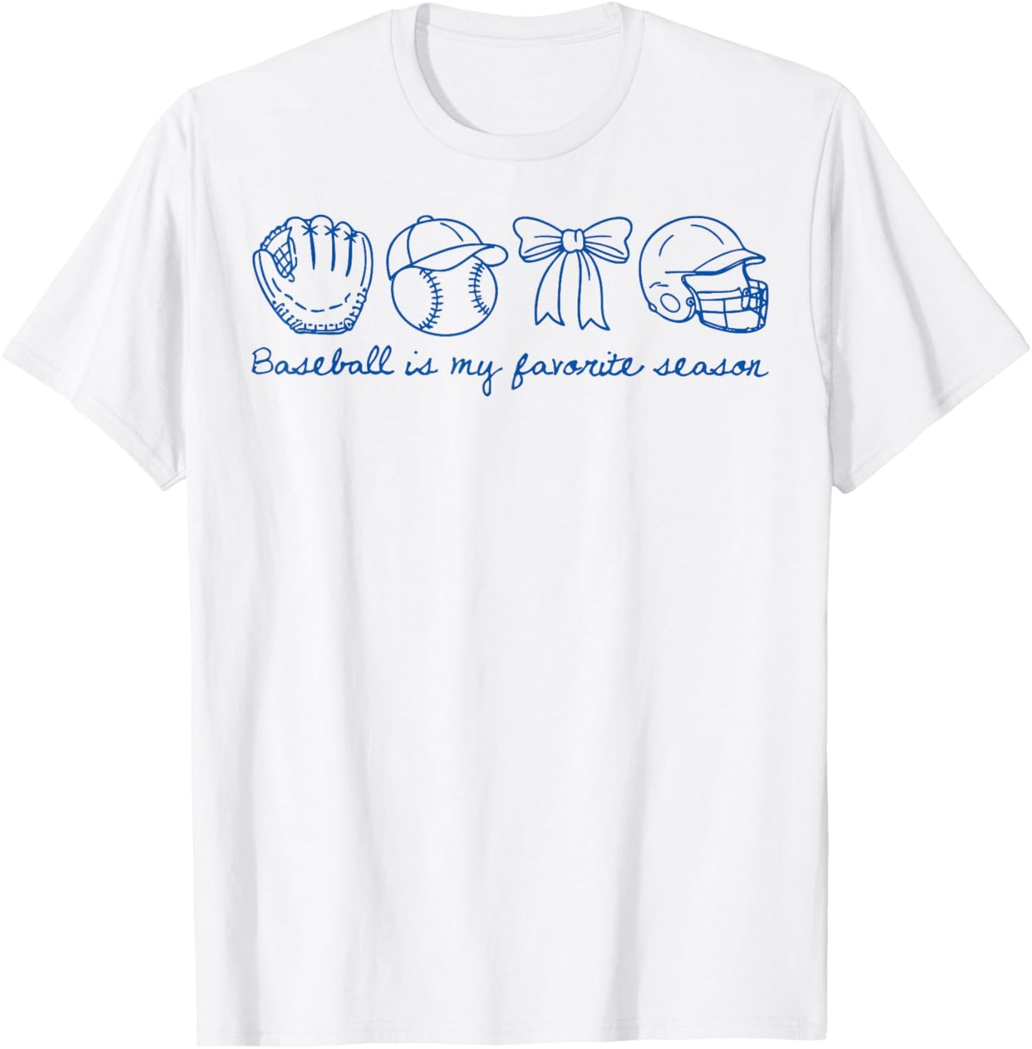 Baseball is My Favorite Season Coquette Bow Women Girls T-Shirt - T-Shirt | White