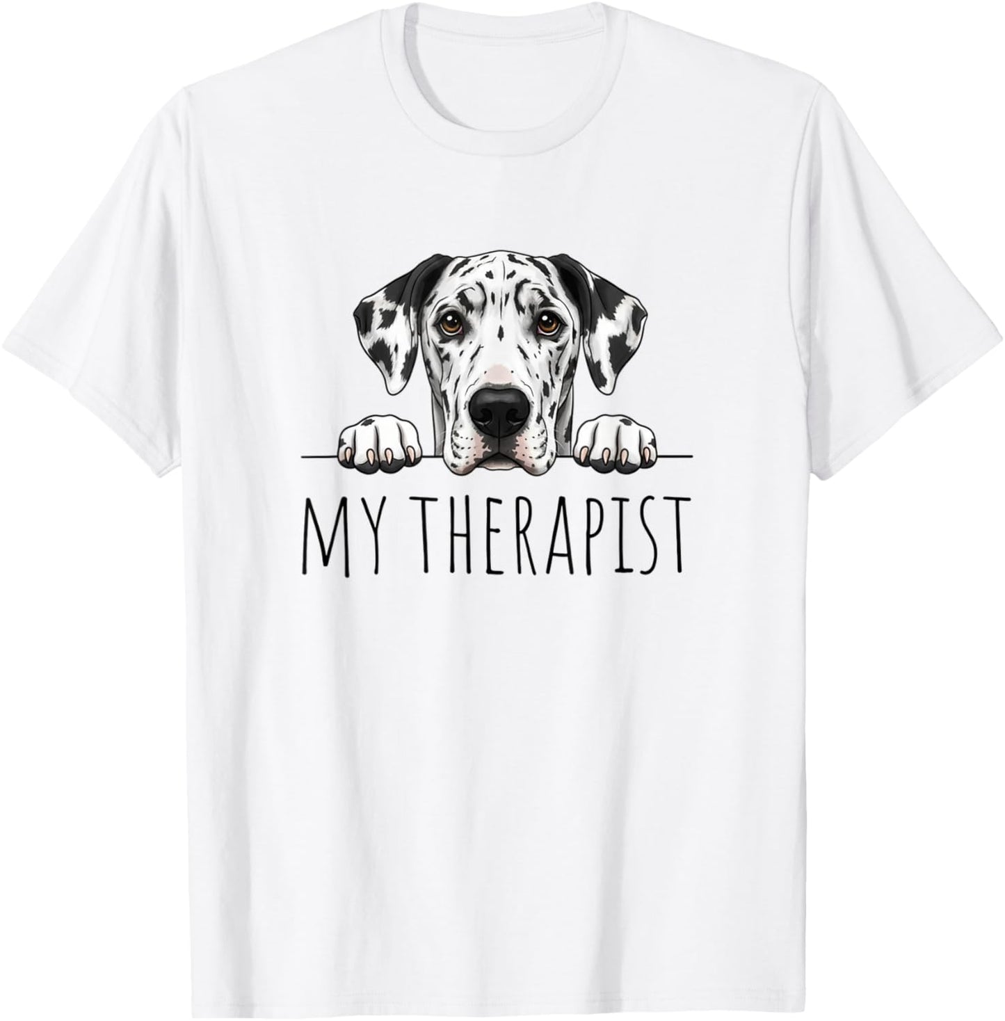 Harlequin Great Dane My Therapist T-Shirt - T-Shirt | White
