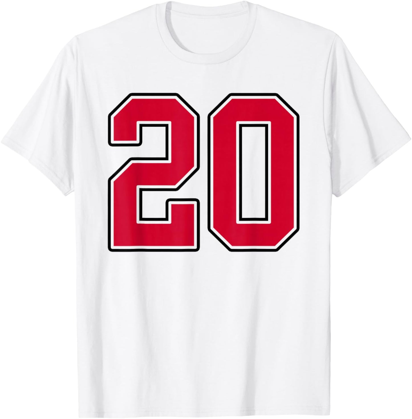 Red and Black Number 20 Jersey Player Uniform #20 T-Shirt - T-Shirt | White