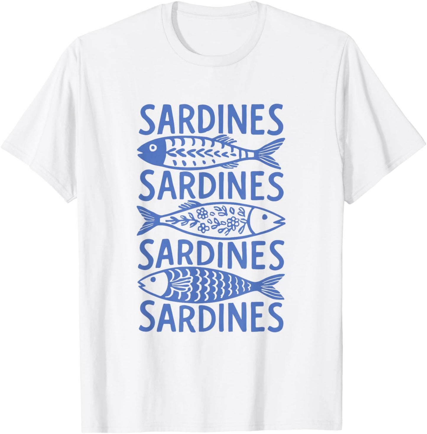 Sardine – Tinned Fish Retro Art T-Shirt - T-Shirt | White
